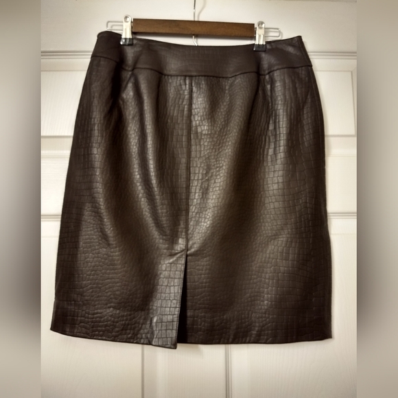 Anne Klein genuine brown leather skirt 10 P - Picture 2 of 4
